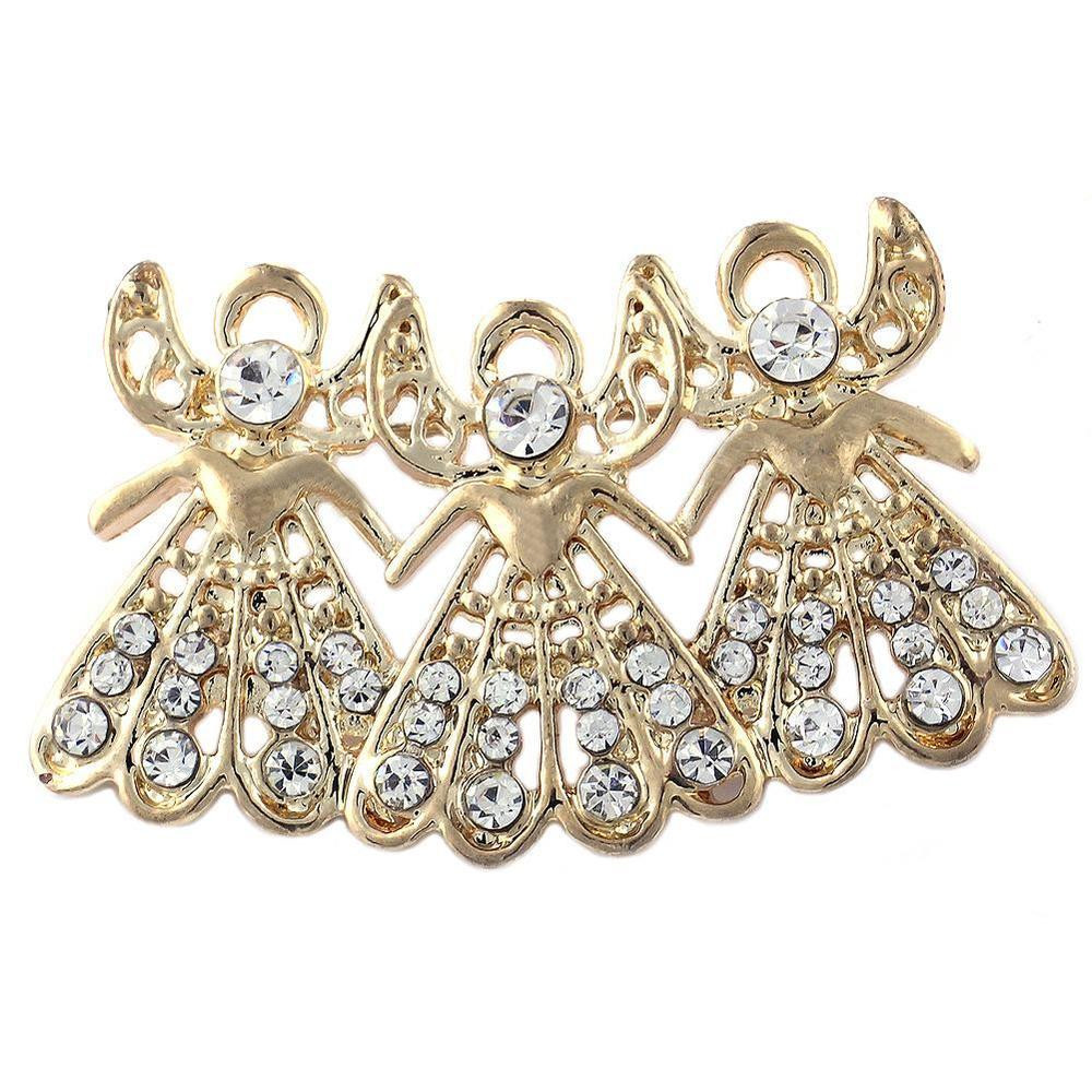 Pins Fashion
 Goldtone Three Angels Wing Brooch Pin Fashion Jewelry for