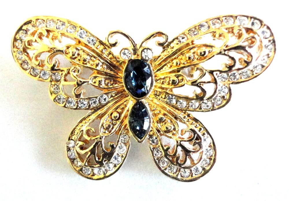 Pins Fashion
 Brooch Vintage Gold Plated Butterfly Crystal Pin Free