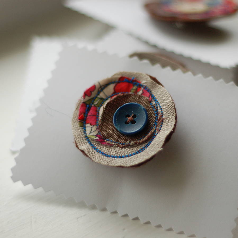 Pins Handmade
 handmade linen and liberty print brooch by handmade at