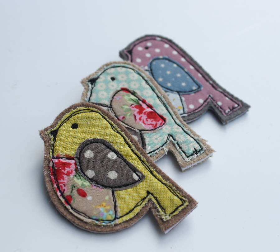 Pins Handmade
 fabric bird brooch by honeypips