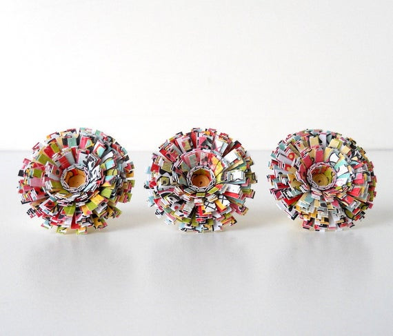 Pins Handmade
 Push Pins Handmade Paper Flowers Set of Three Tack by