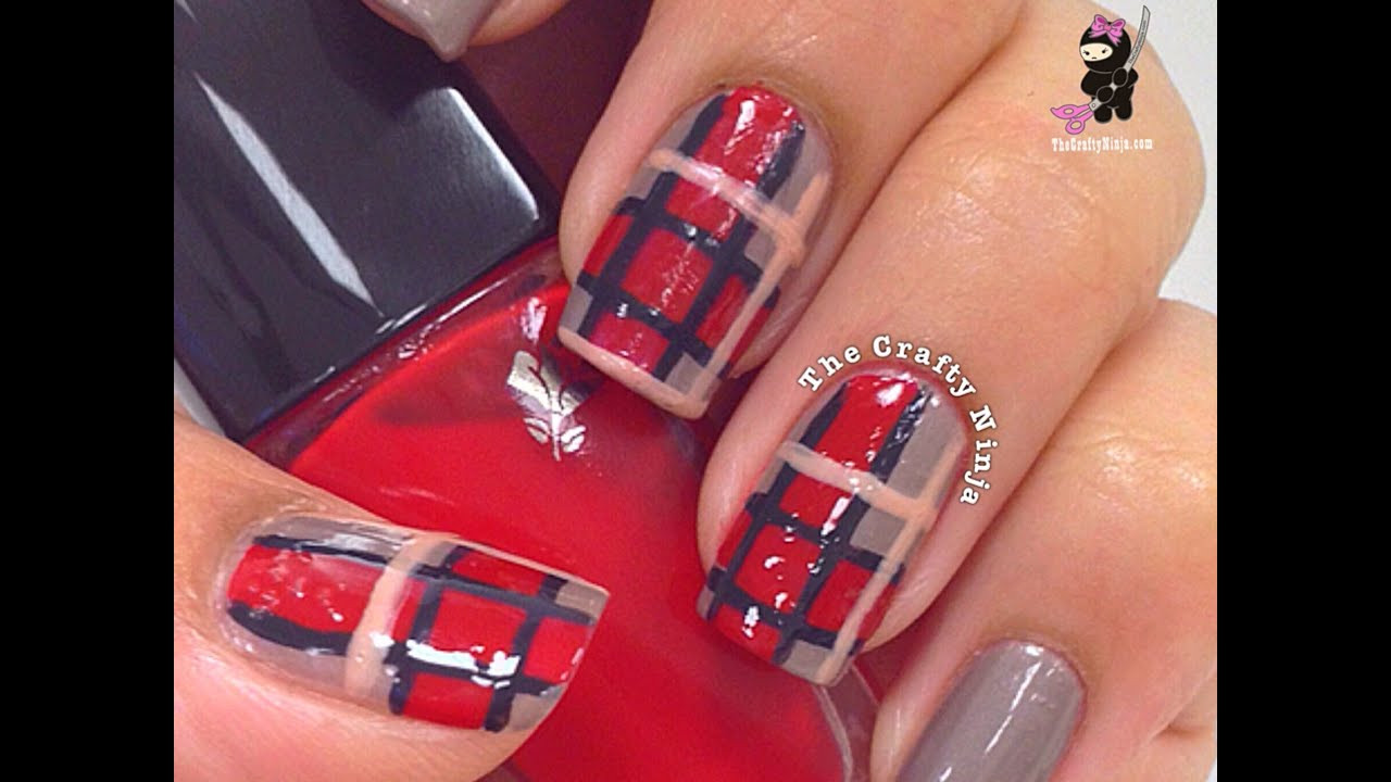 Plaid Nail Art Tutorial
 Fall Plaid Print Nail Art Tutorial by The Crafty Ninja