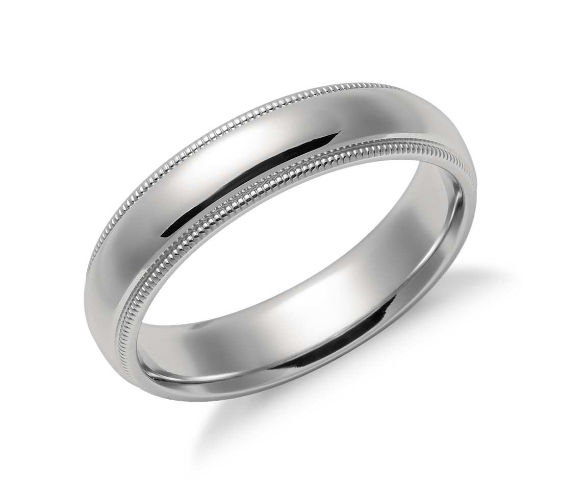 Platinum Wedding Bands
 Milgrain fort Fit Wedding Ring in Platinum 5mm