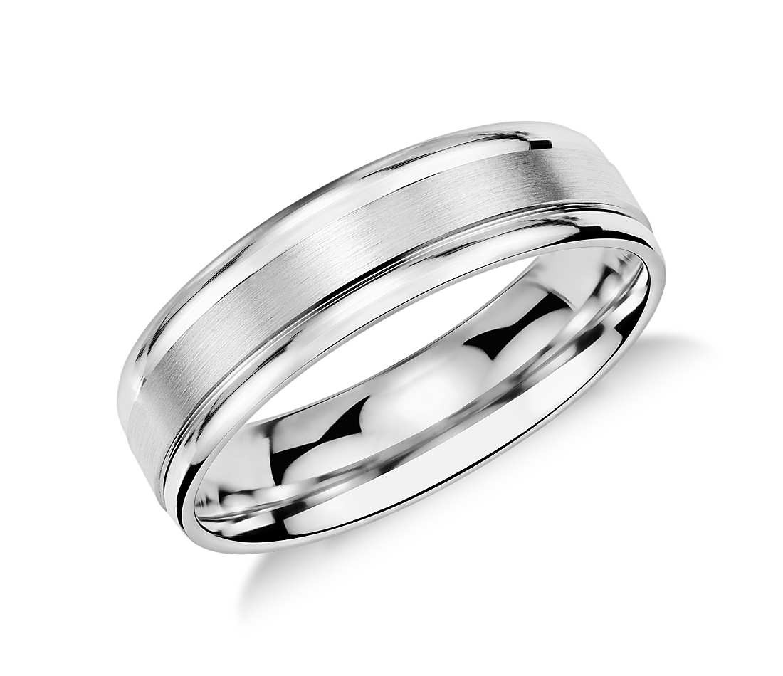 Platinum Wedding Bands
 Brushed Inlay Wedding Ring in Platinum 6mm