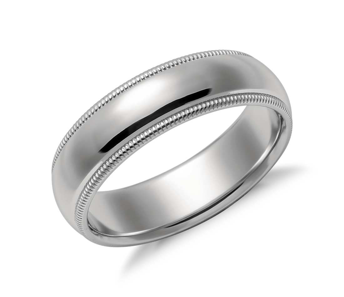 Platinum Wedding Bands
 Milgrain fort Fit Wedding Ring in Platinum 6mm