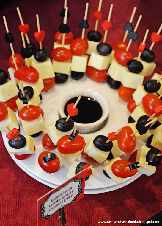 Poker Party Food Ideas
 Cheese and tomatoes and olives