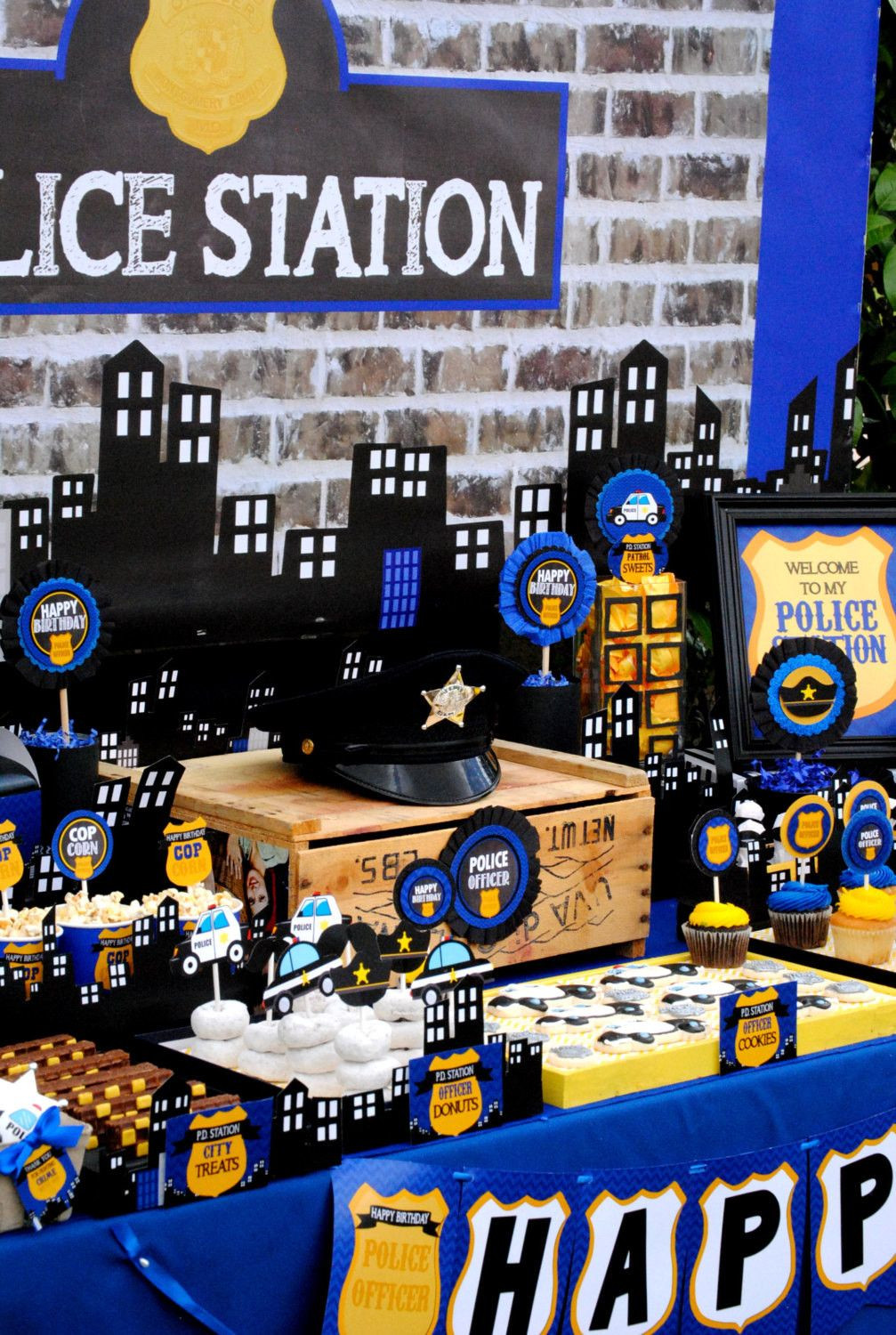 Police Birthday Party Ideas
 Patrol THANK YOU TAG Police Party Cop Policeman in