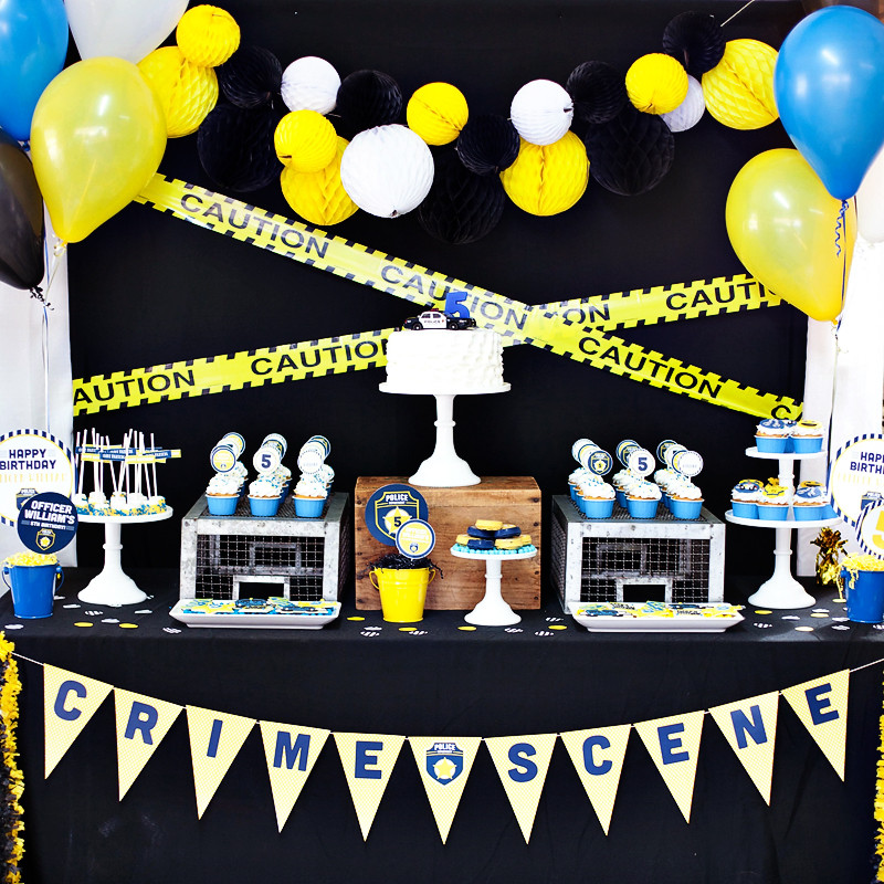 Police Birthday Party Ideas
 Blue & Yellow Policeman Birthday Party Crime Fighters