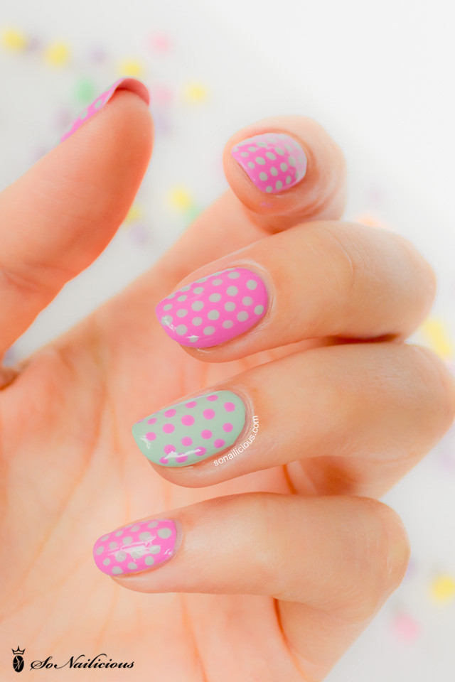 Polka Dot Nail Art
 Polka dot nails Day 10 28 days of SoNailicious Nails