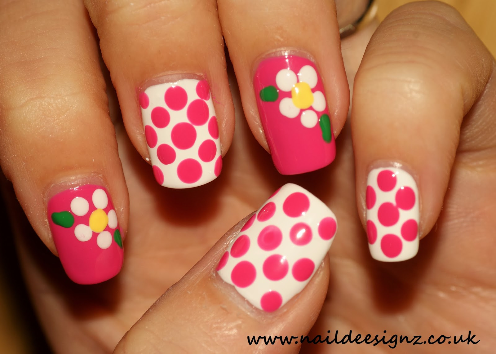 Polka Dot Nail Art
 NailDeesignz Polka Dots & Flowers Nail Art