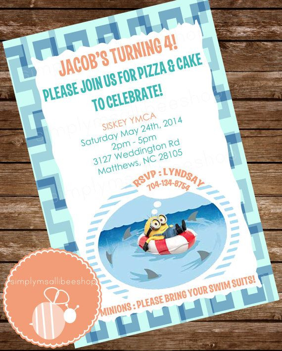 Pool Party Baby Shower Invitations
 33 best Minions party images on Pinterest