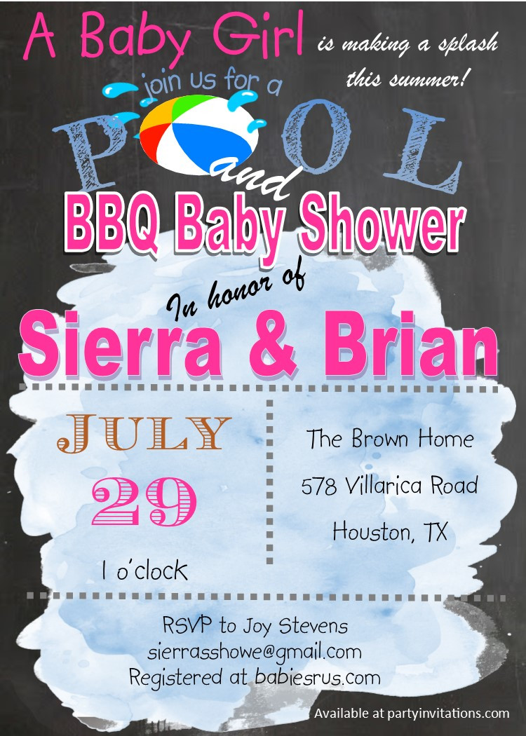 Pool Party Baby Shower Invitations
 Baby Shower Invitations for Couples