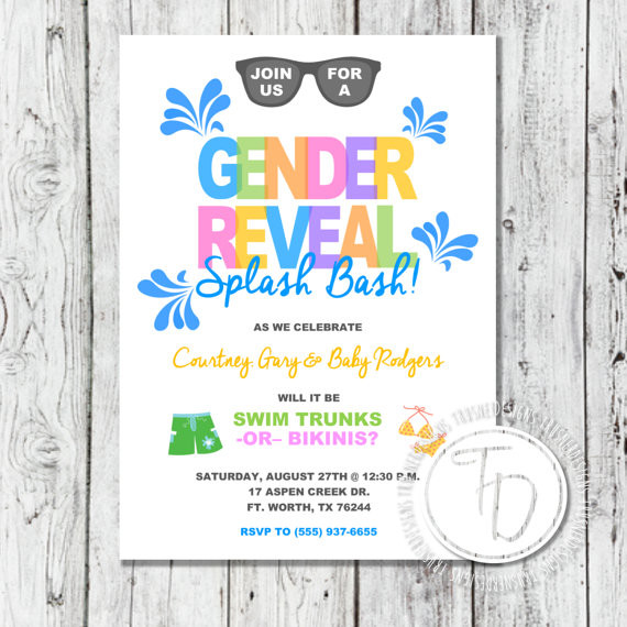 Pool Party Baby Shower Invitations
 Pool Party Gender Reveal Invitation Pool Party Baby Shower