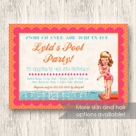 Pool Party Baby Shower Invitations
 Pool Party Invitation Birthday Party Invitation Baby