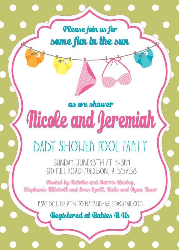 Pool Party Baby Shower Invitations
 Baby Shower Pool Party Invitations