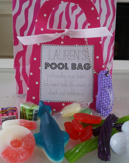 Pool Party Goodie Bag Ideas
 "pool bag" candy favor for a pool party