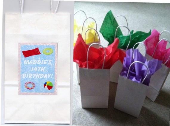 Pool Party Goodie Bag Ideas
 Pool party favor goody bags personalized set of 10