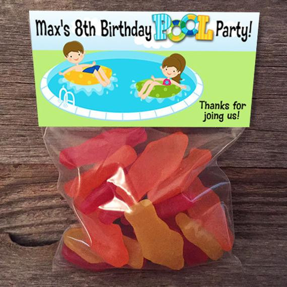 Pool Party Goody Bags Ideas
 20 30 40 50 Birthday Pool Party Swimming Treat Bags Stickers