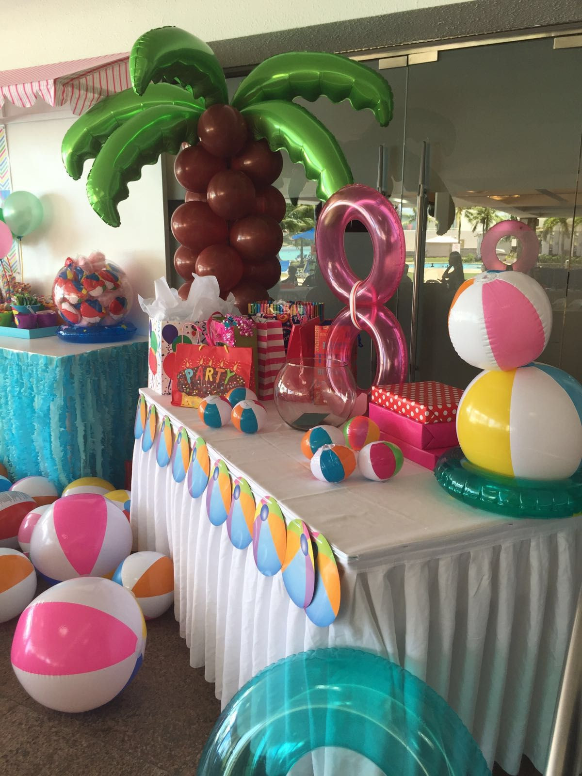 Pool Party Ideas For 8 Year Olds
 Balloon coconut tree added to enhance the pool party theme