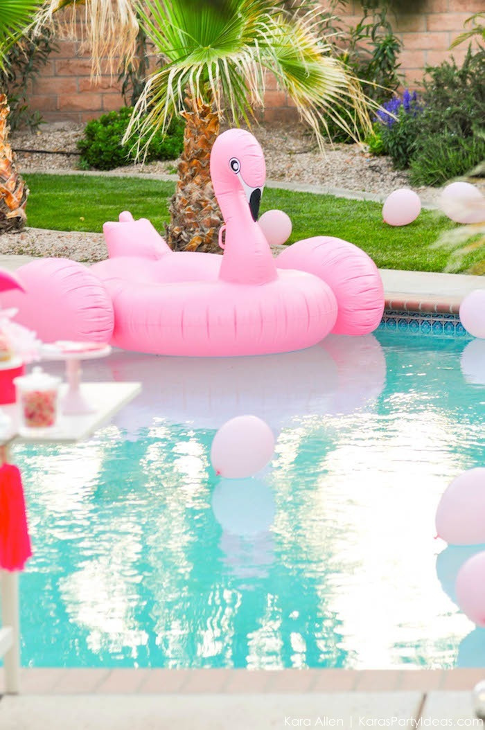 Pool Party Ideas For Birthdays
 Kara s Party Ideas Flamingo Pool Art Summer Birthday
