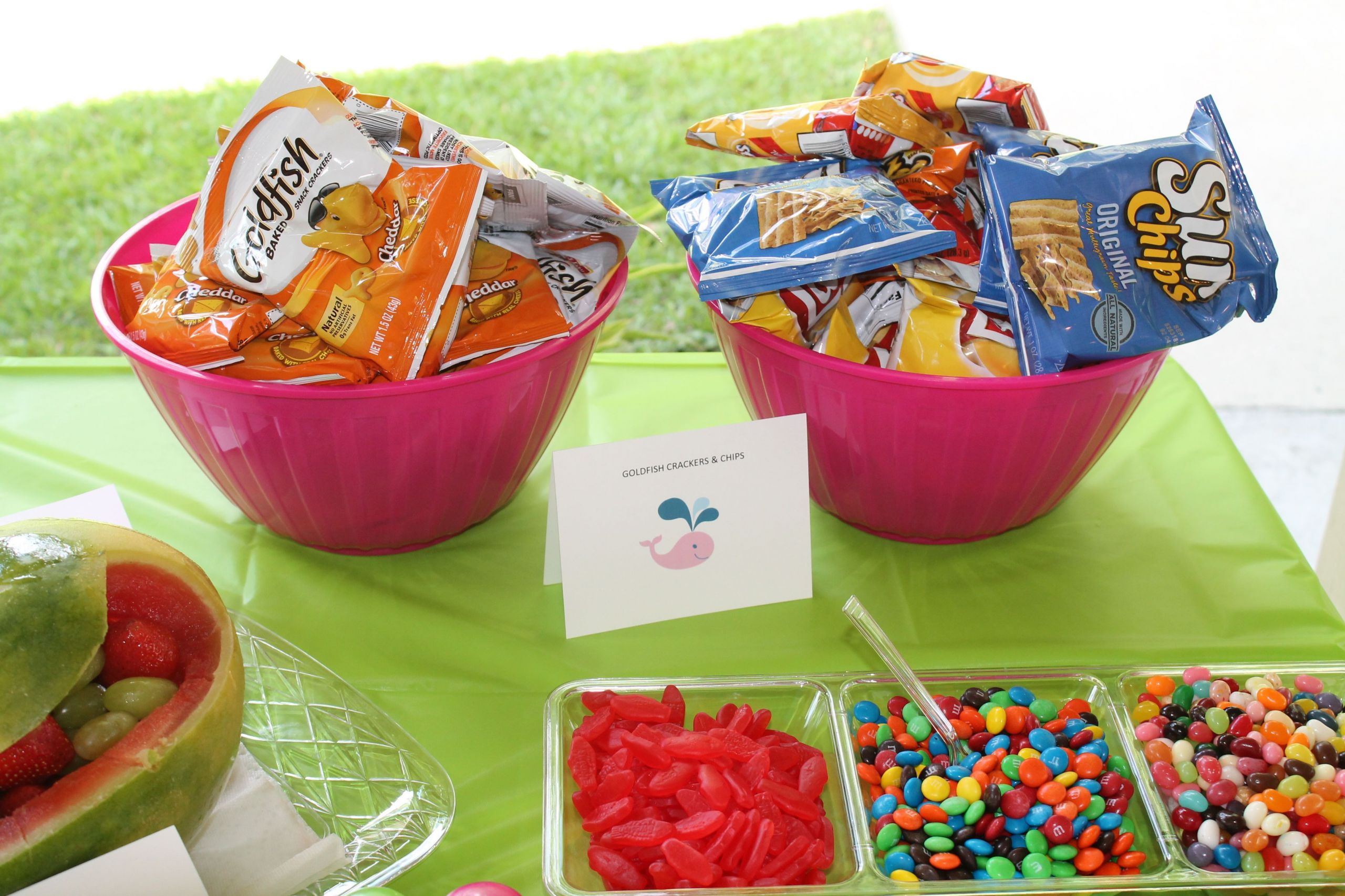Pool Party Ideas For Food
 Goldfish crackers fit the theme but the chips were more