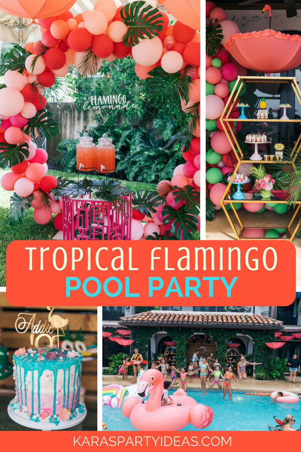 Pool Party Ideas For Girls
 Kara s Party Ideas Tropical Flamingo Pool Party