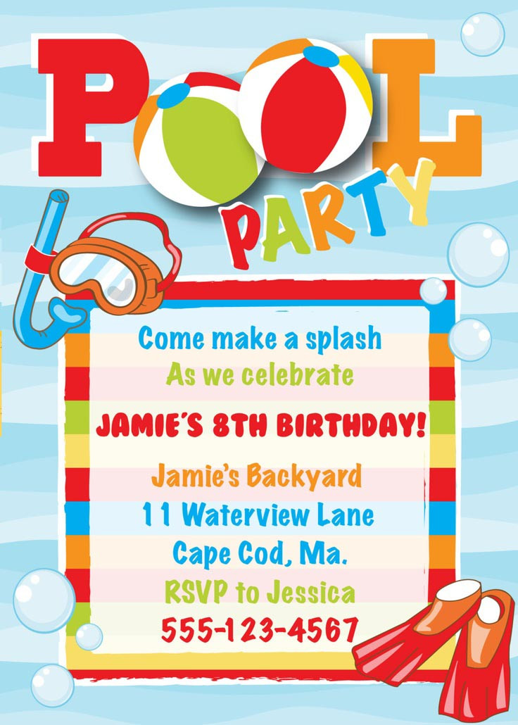 Pool Party Invitations Ideas
 Pool Party Birthday Invitations