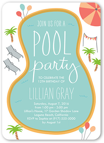 Pool Party Invitations Ideas
 Birthday Pool Party 5x7 Boy Birthday Invitations