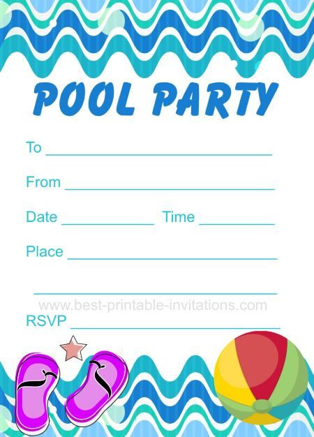 Pool Party Invitations Ideas
 Pool Party Invitation Free printable party invites from