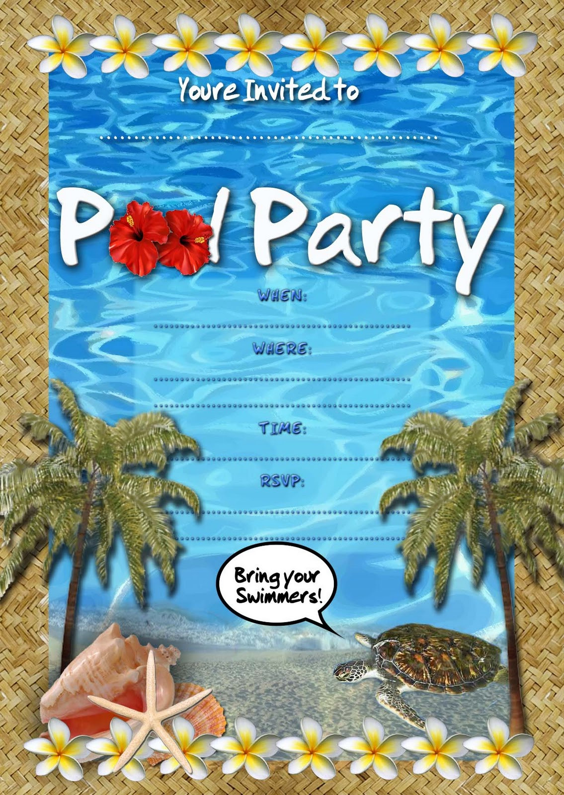 Pool Party Invitations Ideas
 FREE Kids Party Invitations Pool Party Invitation
