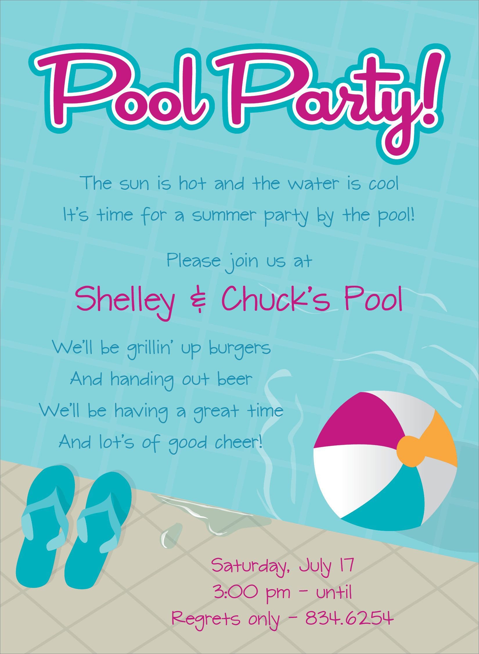Pool Party Invitations Ideas
 Pool Party Free line Invitations