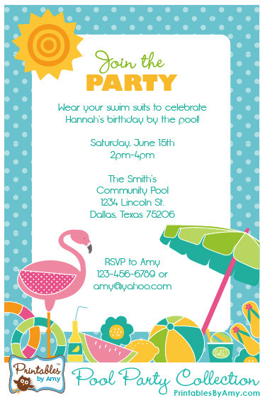 Pool Party Invitations Ideas
 Pool Party Collection Printables