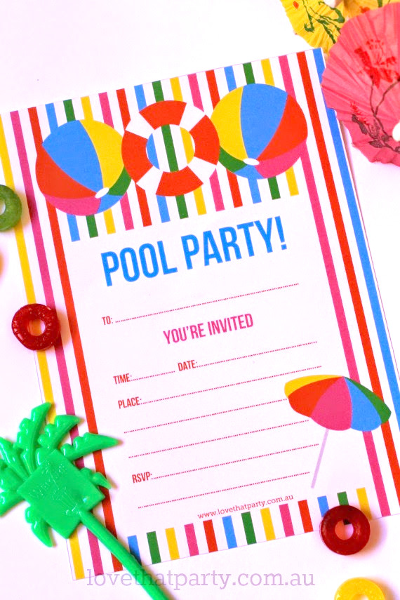 Pool Party Invitations Ideas
 Free Printable Summer Pool Party Invitation The Girl