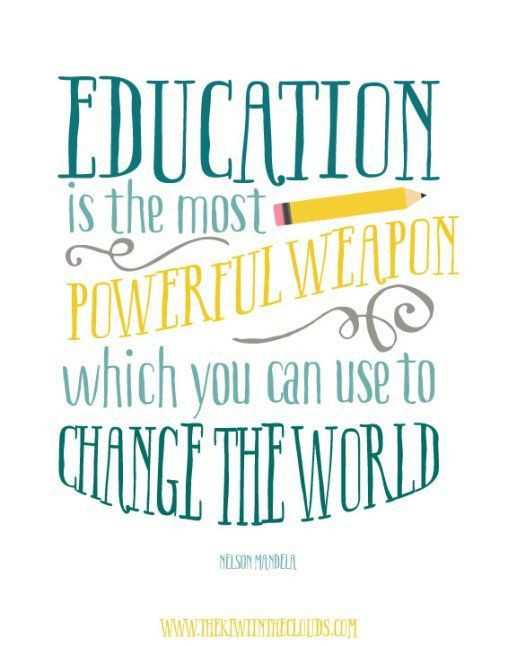 Positive Education Quotes
 Free Classroom Printable Quote by Nelson Mandela