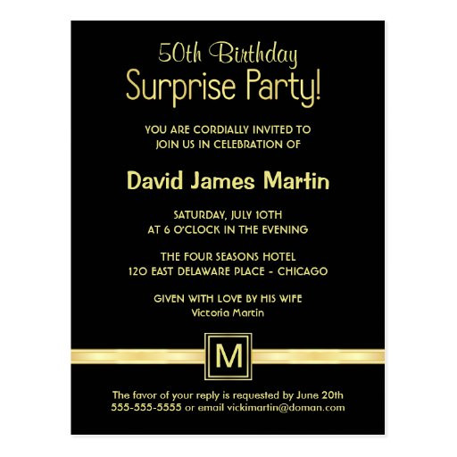 Postcard Birthday Invitations
 50th Birthday Surprise Party Sample Invitations Postcard