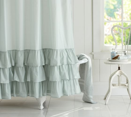 Pottery Barn Kitchen Curtain
 Ruffle Shower Curtain