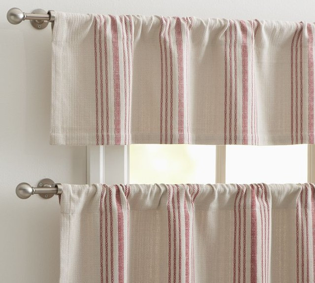 Pottery Barn Kitchen Curtain
 French Stripe Cafe Curtain Traditional Curtains by