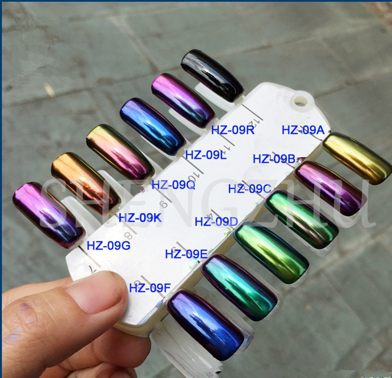 Powder Gel Nail Colors
 50g HIGH GRADE CHAMELEON CHROME NAILS POWDER Holographic