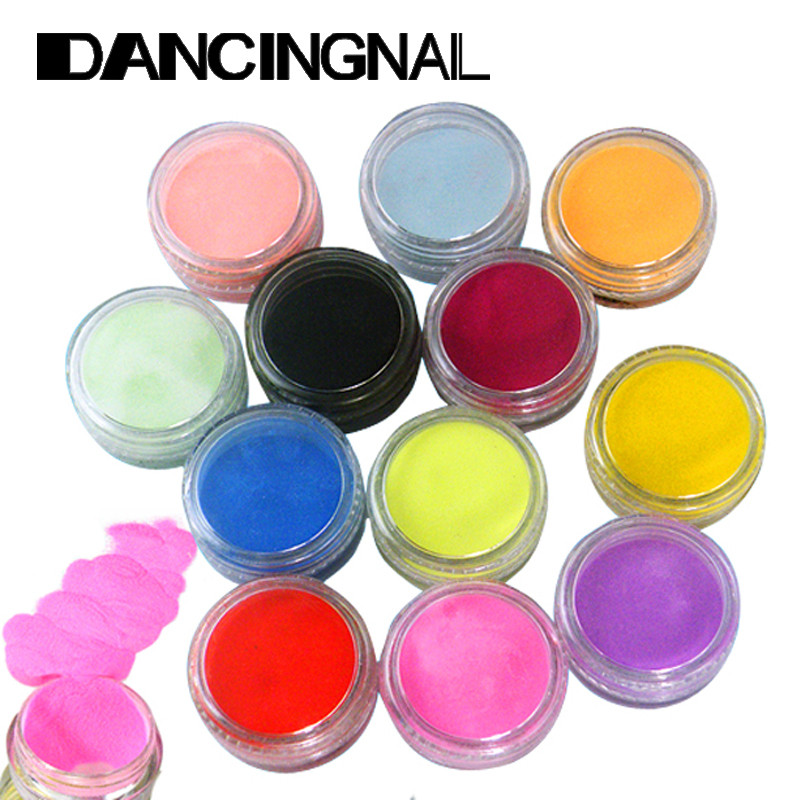 Powder Gel Nail Colors
 Professional 12 Colors Nail Art Tips Acrylic 3D UV Gel