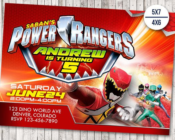 Power Ranger Birthday Invitations
 Power Rangers Invitation Power Ranger Birthday Party Dino