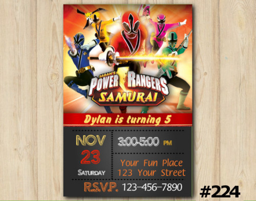 Power Ranger Birthday Invitations
 Power Rangers Samurai Invitation Power Rangers Birthday