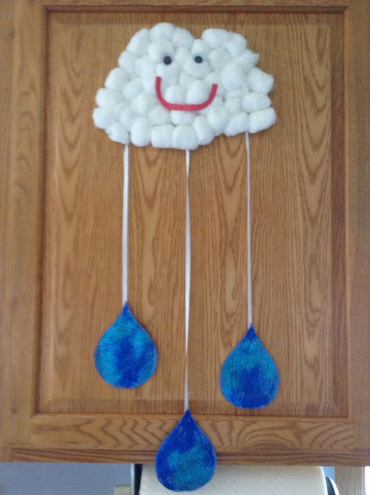 Preschool Arts And Crafts Ideas
 Cotton ball cloud and rain drops…we will make a few more