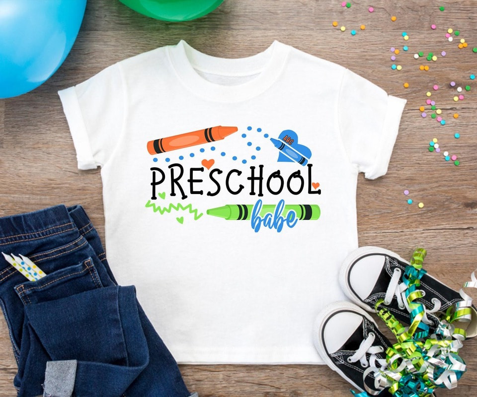 Preschool T Shirt Ideas
 Back to School Design PNG – Preschool Babe Color pens T shirt
