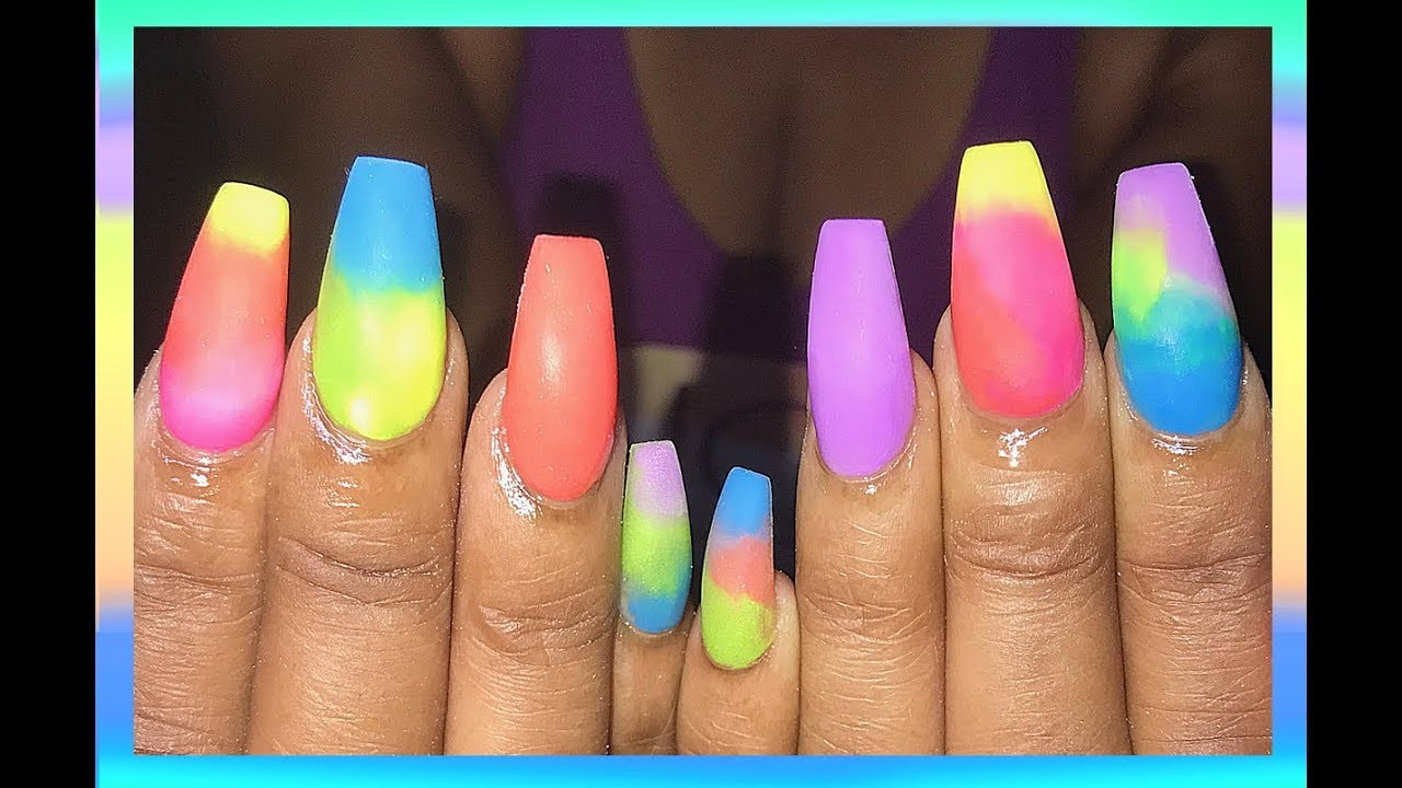 Pretty Acrylic Nail Colors
 Matte Summer Colors Acrylic Nails Design