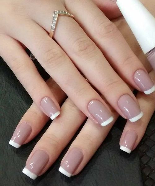 Pretty French Tip Nails
 Most Loved White Tips on Light Pink Nail Designs for