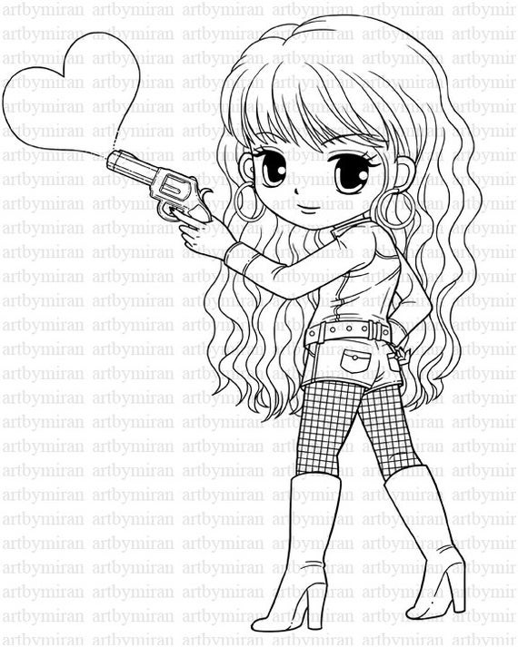 Pretty Girls Coloring Pages
 Digi Stamp Love Shot Pretty Girl Coloring page Heart by