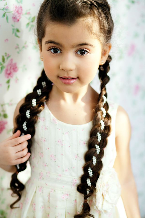 Pretty Little Girl Braided Hairstyles
 Strings of pearls woven into little girl braids