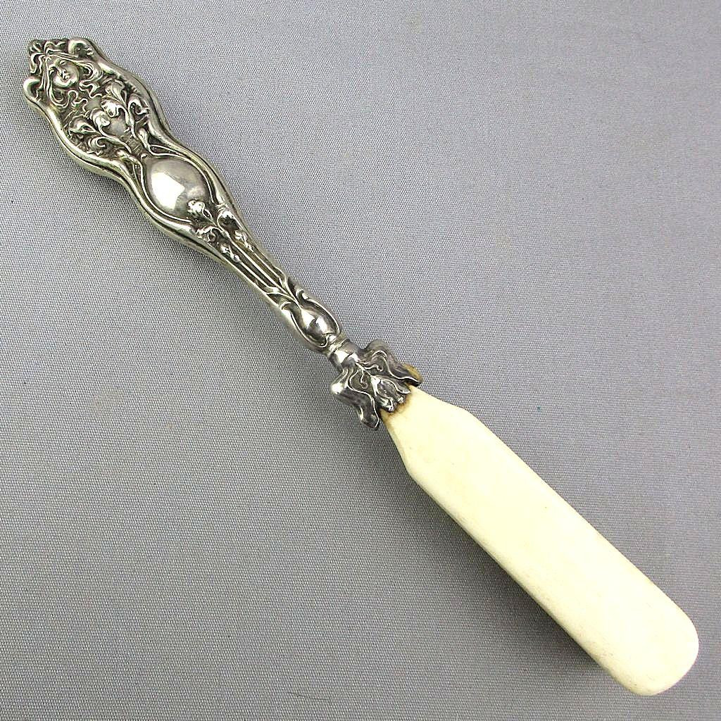 Pretty Nails Deerfield
 Victorian Sterling Silver Bone Toothbrush w Art Nouveau