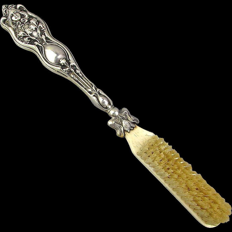Pretty Nails Deerfield
 Victorian Sterling Silver Bone Toothbrush w Art Nouveau