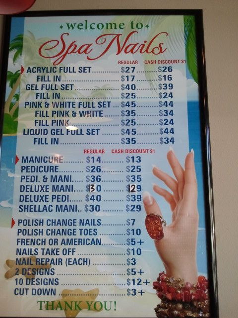 Pretty Nails Prices
 Spa Nails Price List MSP Pinterest